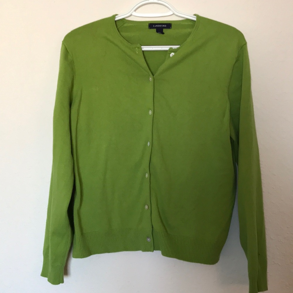 Lands End Gorgeous Green Cardigan